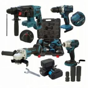 Набор 4в1 Шуруповер + Болгарка + Перфоратор + Гайковерт  2АКБ