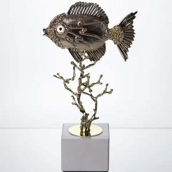 Декоративна фігурка Gold Fish 16x8x30 см металева HP-7-18
