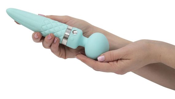 Вибромассажер 2-в-1 PILLOW TALK - Sultry Teal, классический массажер и вибратор с ротацией, подогрев | Зображення 4