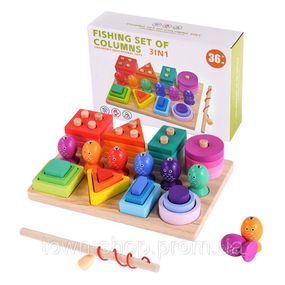 Деревянная игрушка магнитная рыбалка 3 в 1 C15002