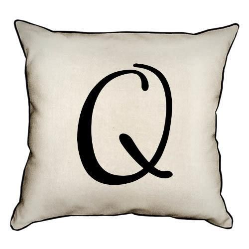 Подушка с мешковины Английская буква Q 45x45 см (45PHB_ABC033_WH)