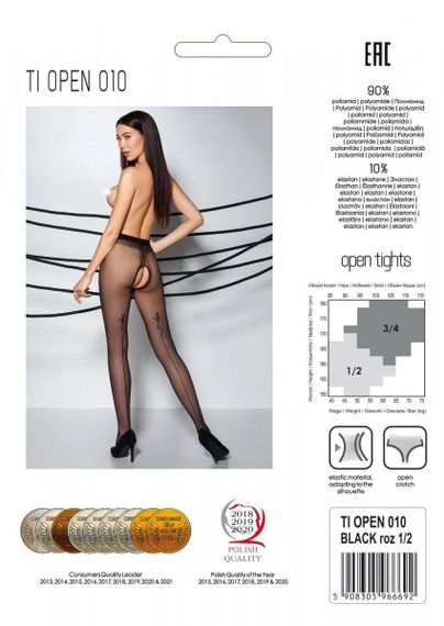Колготки с открытым доступом, контрастная линия Passion TIOPEN 010 1/2 (20 den), black sexstyle | Зображення 3