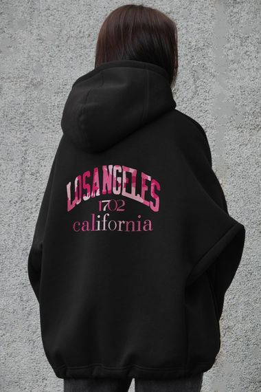 Оверсай худі толстовка на флісі з капюшоном та принтом Without California black | Зображення 4