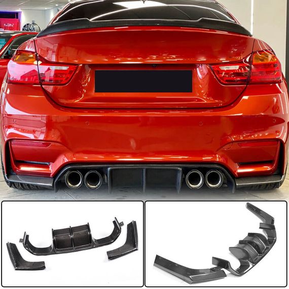 Диффузор заднего бампера V6 (для F82/F83, Карбон) для BMW 4 серия F-32 2012-2020 гг | Зображення 1