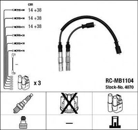 Комплект дротів запалювання (вир-во NGK) NGK RCMB1104 на SMART CITY-COUPE (450)