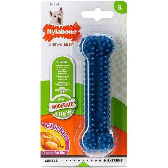 Nylabone Moderate Chew Dental Bone нилабон дентал боун жевательная іграшка для собак, смак курки