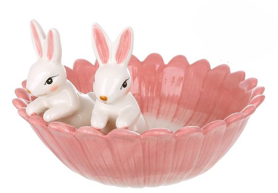 Глибокий керамічний салатник Primavera: Кролики у бутонах, 21 см