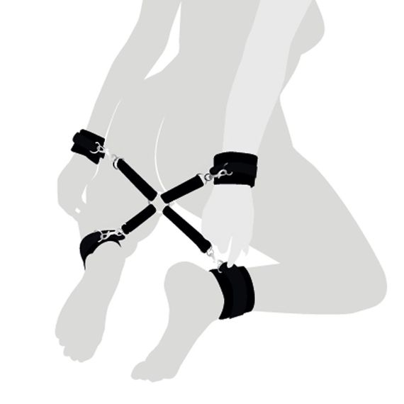 Хрестовина з натуральної шкіри Art of Sex – 4 Way Connector, чорний sexstyle