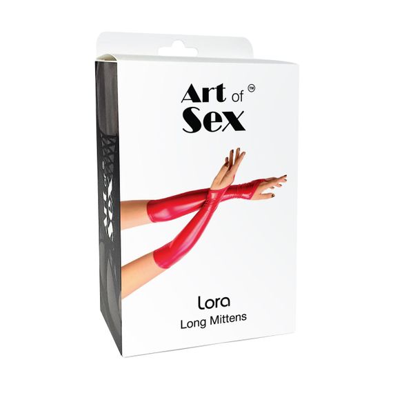 Виниловые миттинки Art of Sex - Lora длинные, размер L, цвет черный | Зображення 2