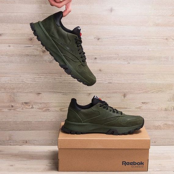 шкіряні кросівки Reebok олива | Зображення 2