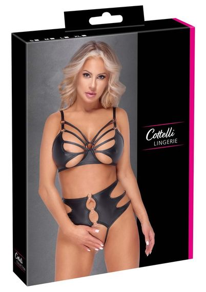 Комплект білизни з відкритим доступом Cottelli, чорний, 2 предмети, розмір S | Зображення 7