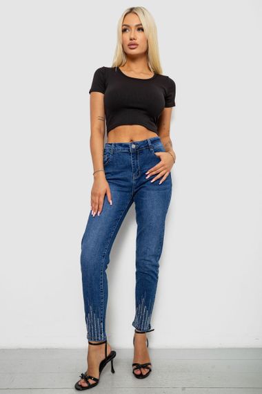 Джинси жіночі однотонні Skinny, колір синій, 244R7217 | Зображення 1