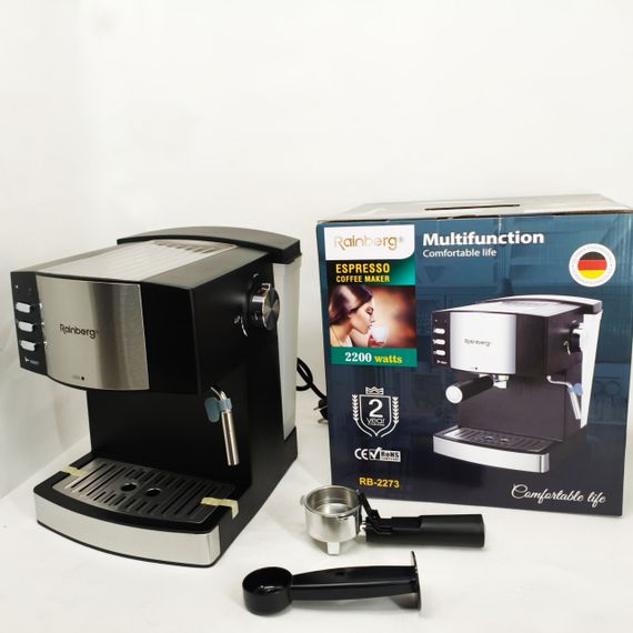 Кофемашина рожковая эспрессо Rainberg RB-2273 2200Вт с капучинатором 1.6л, кофеварка полуавтоматическая HJ-87 | Зображення 5