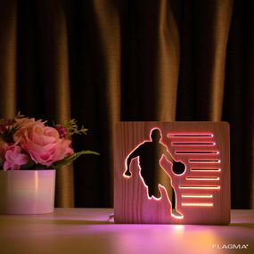 Светильник ночник ArtEco Light из дерева LED "Баскетболист с мячем" с пультом и...