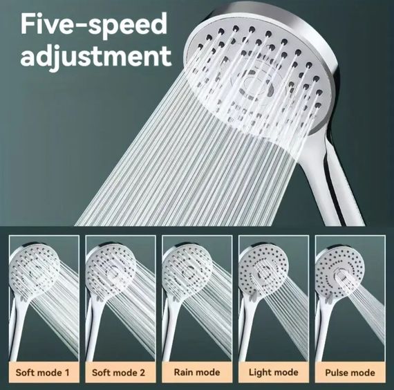 5-режимная насадка для душа, регулируемый напор, массажный эффект, экономия воды | Зображення 1