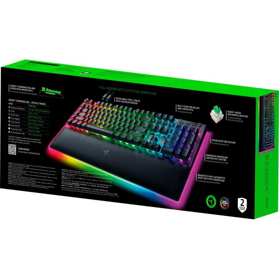 Клавіатура Razer BlackWidow V4 PRO Green Switch USB UA Black (RZ03-04680100-R3M1) | Зображення 6