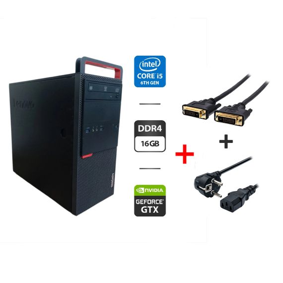 Комп'ютер Lenovo ThinkCentre M800 Tower / Intel Core i5-6500 (4 ядра по 3.2 - 3.6 GHz) / 16 GB DDR4 / 512 GB SSD + 500 GB HDD / nVidia GeForce GTX 1050 Ti, 4 GB GDDR5, 128-bit / DVD-ROM б/в + Подарунок Кабель DVI + живлення