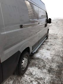 Боковые пороги Allmond Grey (2 шт, алюм.) Длинная база для Fiat Ducato 2006-2024 и