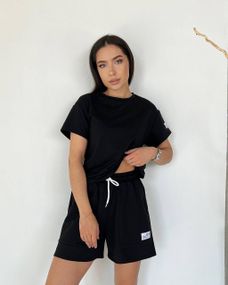 Женский летний костюм с шортами двухцветный GF07111 цвет черный, размер 42/44