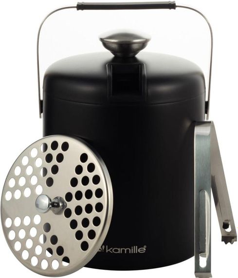 Термо-відерце Kamille Black 1300мл для льоду з кришкою та краплізбірником