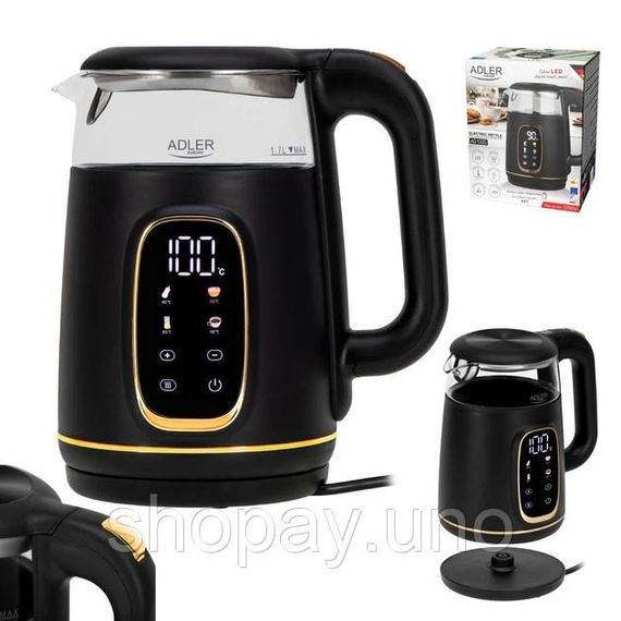 Чайник Adler AD 1305 з регулюванням температури 1.7Л 2200Вт Black Gold | Зображення 3