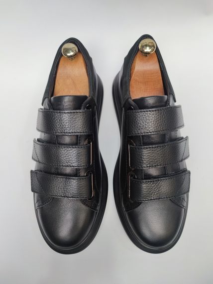 Чорні шкіряні кеди на липучках 40 розмір | Зображення 1