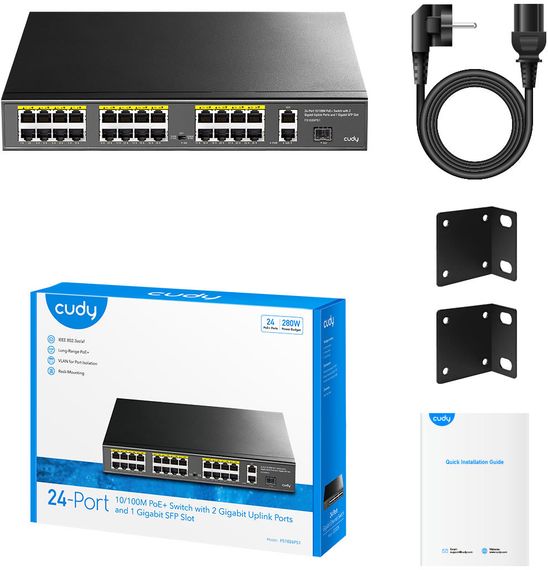 Комутатор Cudy FS1026PS1, 24 порт10/100M PoE+ Switch with 2 Gigabit Port+ 1SFP 300W | Зображення 2