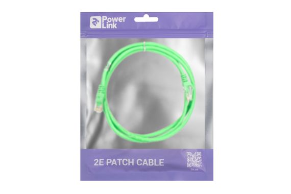 Патч-корд 2E Cat 5e,UTP,RJ45, 26AWG ,7/0.16 Cu, 1.50 m,PVC, Green (2E-PC5ECOP-150GRN) | Зображення 2