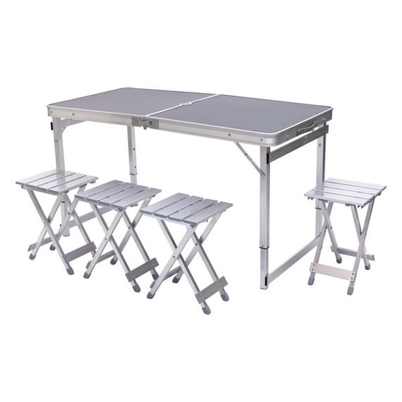 Розкладний стіл + 4 стільці кемпінговий набір для пікніка, риболовлі, відпочинку, туризму Чорний JY-12061B | Зображення 2