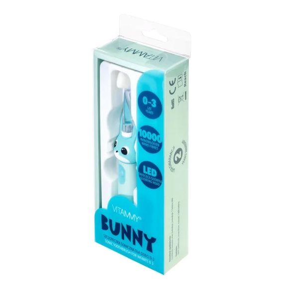 Електрична зубна щітка Vitammy Bunny Light Blue (від 0-3 років), блакитна | Зображення 2