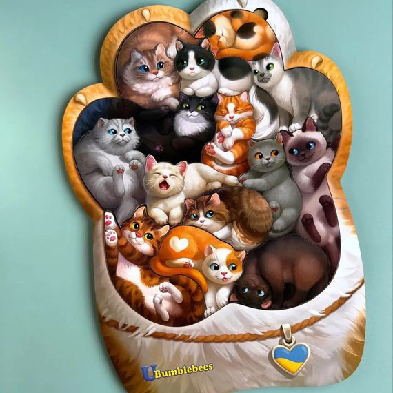 Деревянный пазл-вкладыш "Котики-муркотики" Ubumblebees (ПСФ133) PSF133 | Зображення 5
