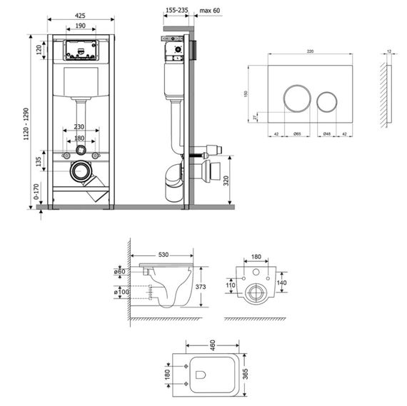Набір Qtap Nest 4 в 1 підвісний унітаз Gemini Ultra Quiet 530х365х373 + комплект інсталяції QT2533076EUQW46158 | Зображення 1