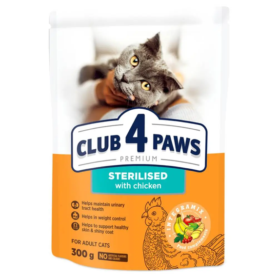 Сухий корм Club 4 Paws Premium Sterilised для дорослих стерилізованих котів, з куркою 300 г