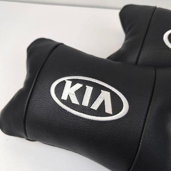 Автодушки 2 шт на подголовник Kia/Киа, натуральная кожа, черные, Подголовник для авто с комфортом | Зображення 5