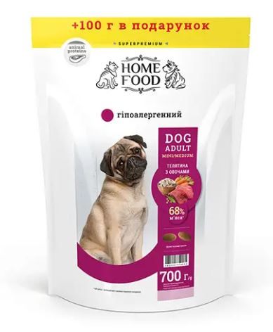 Home Food Гіпоалергенний сухий корм для дорослих собак дрібних і середніх порід 700 г