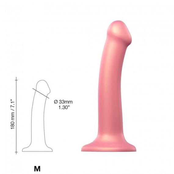 Насадка для страпону Strap-On-Me Mono Density Dildo Rose M, діам. 3,3 см, одношаровий силікон, гнучк | Зображення 2