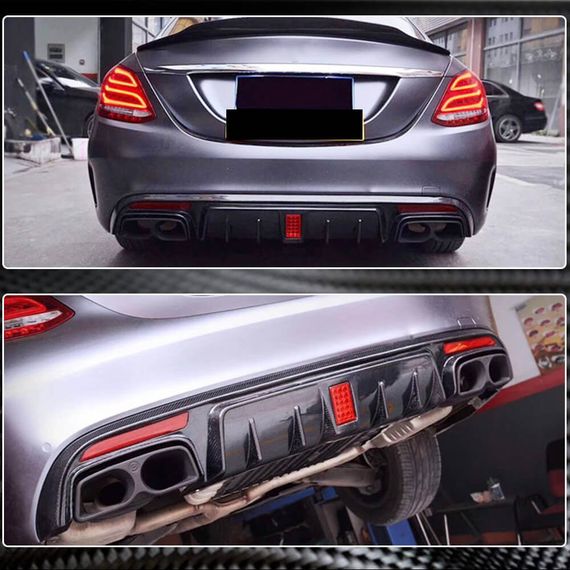 Дифузор заднього бампера V1 (для SD C43/C63 AMG 2015-2019, Карбон) для Mercedes C-сlass W205 рр | Зображення 2