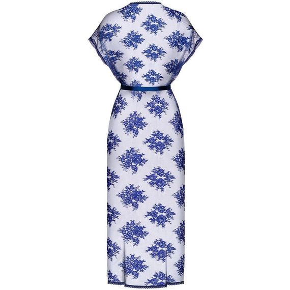 Пеньюар напівпрозорий із мереживом Obsessive Flowlace синій, S/M sexstyle | Зображення 5