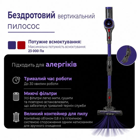 Пылесос вертикальный Adler AD 7061 аккумуляторный с HEPA 13 для аллергиков | Зображення 7