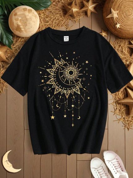 Футболка женская с принтом повседневная S Черная