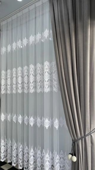 Тюль білий з кордовою вишивкою для спальні або залу | Зображення 4