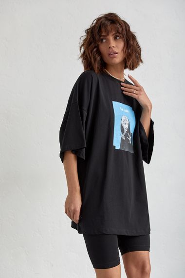 Костюм с футболкой oversize и велосипедками черный цвет S | Зображення 5