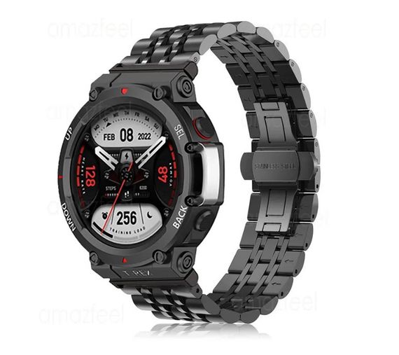 Металевий ремінець Primolux Steel Link для годинника Xiaomi Amazfit T-Rex 2 (A2170) - Black | Зображення 1