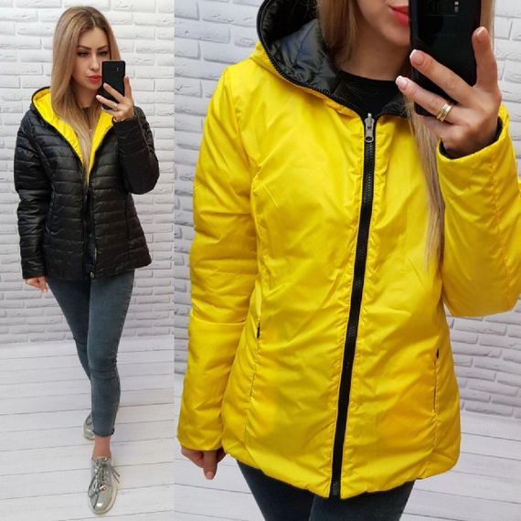 Куртка двостороння, арт.185, чорний / жовтий