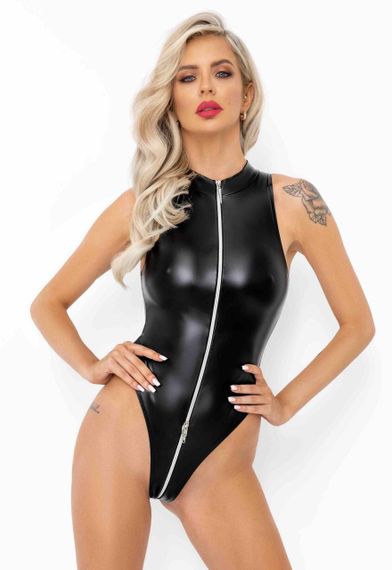 Боді з мокрим ефектом Noir Handmade F294 Powerwetlook bodysuit with front zipper, 3XL sexstyle