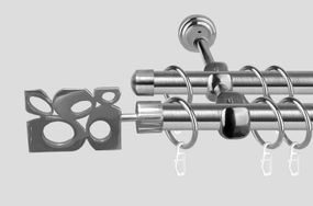 Карниз для штор двухрядный металлический 19 мм, Бисетте Сталь 240 см.