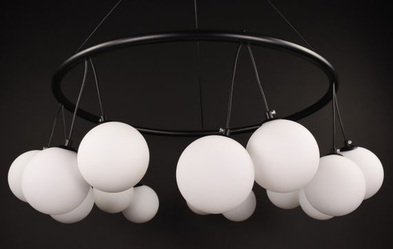 Люстра підвісна на 14 лампочок 27520 Чорний 45-160х85х85 см. | Зображення 6