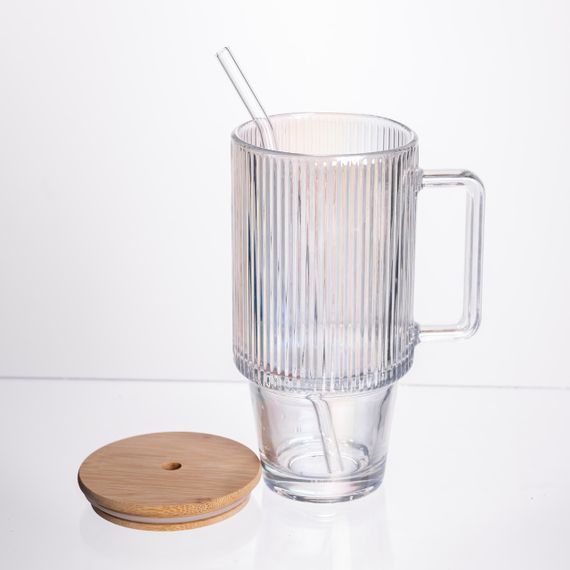 Кружка скляна з кришкою і трубочкою 750 (мл) HP-19-49 | Зображення 2