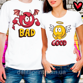 Парні футболки для закоханих "Bad & Good"