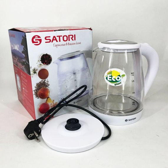 Чайник с функцией отключения при отсутствии воды Satori, Красивый стеклянный чайник IE-70 | Зображення 5